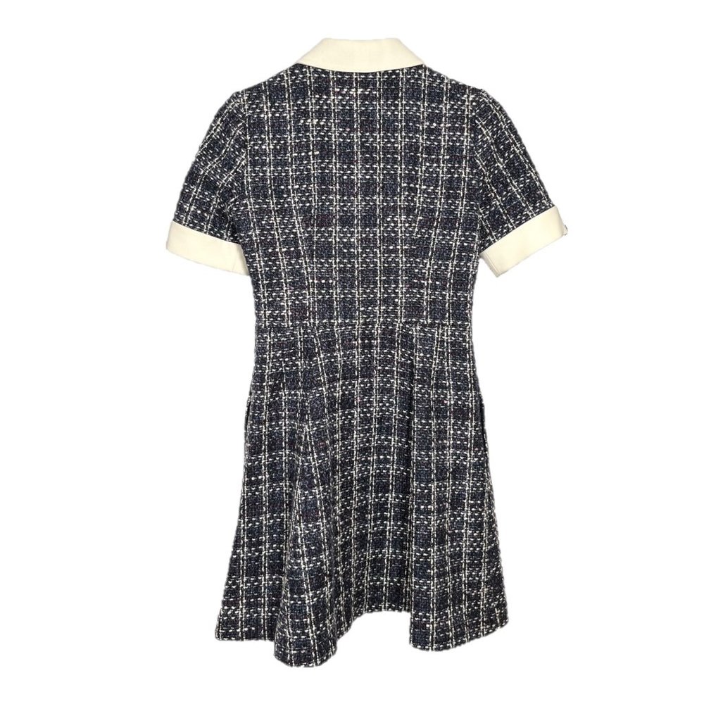 Gal Meets Glam Leslie Boucle Tweed Button Front Fit & Flare Shirt Dress Size 2 - Picture 5 of 7